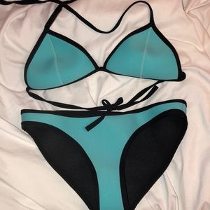 blue triangl top and bottoms